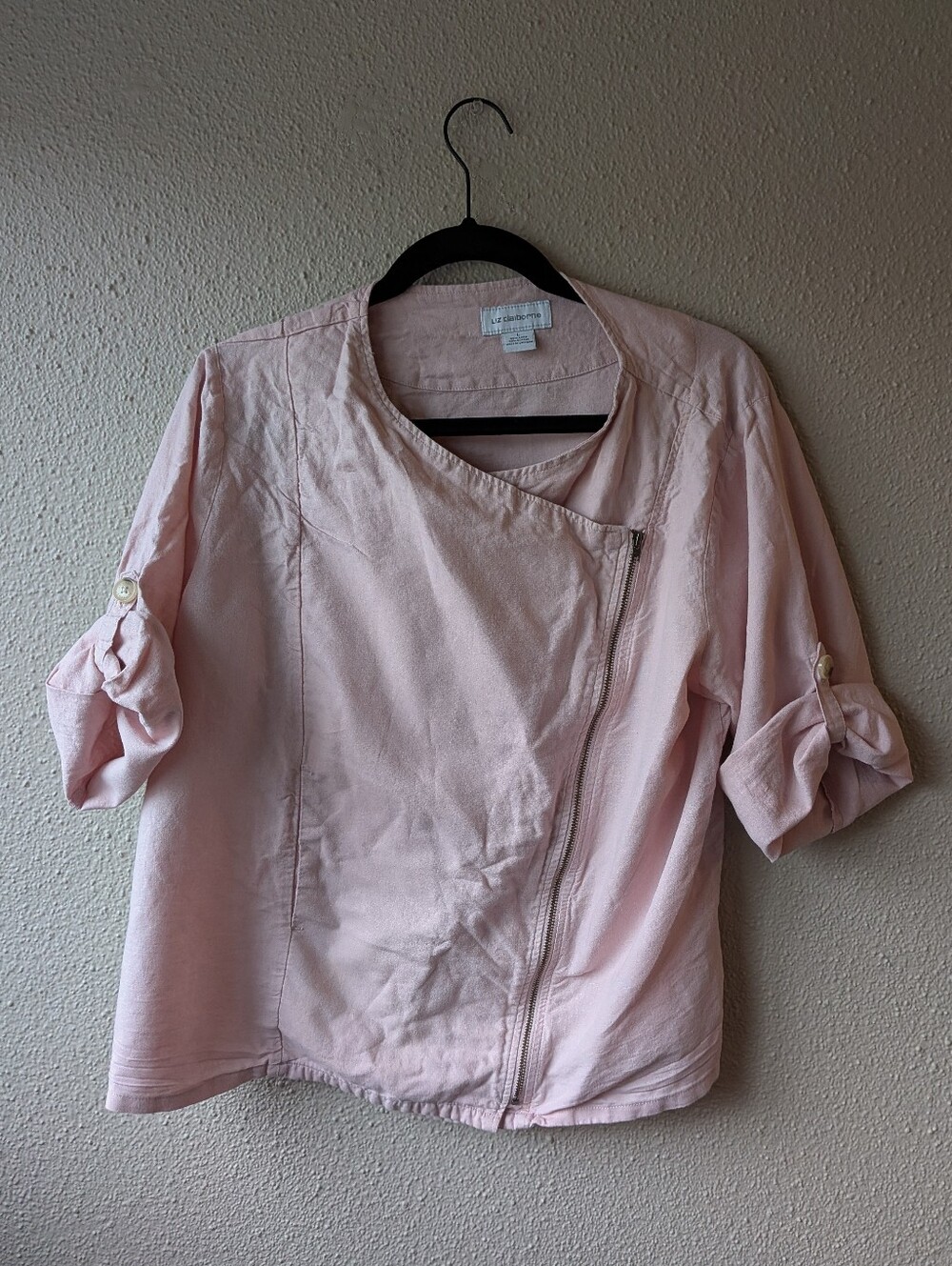 Liz Claiborne Pale Pink Asymmetrical Zip Jacket